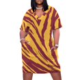 thumbnail image 1 of Vestido de verano para mujer para llevar con bolsitas y bandanas color granada y dorado para la puerta de noche, 1 of 7