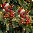 thumbnail image 3 of Buffalo Plaid Monogram Christmas Ornament, Flat Acrylic Personalized Initial Christmas Tree Ornament with Santa Hat, Xmas Stocking Tag, Farmhouse Rustic Monogram Decoration - Letter S, 3 of 5