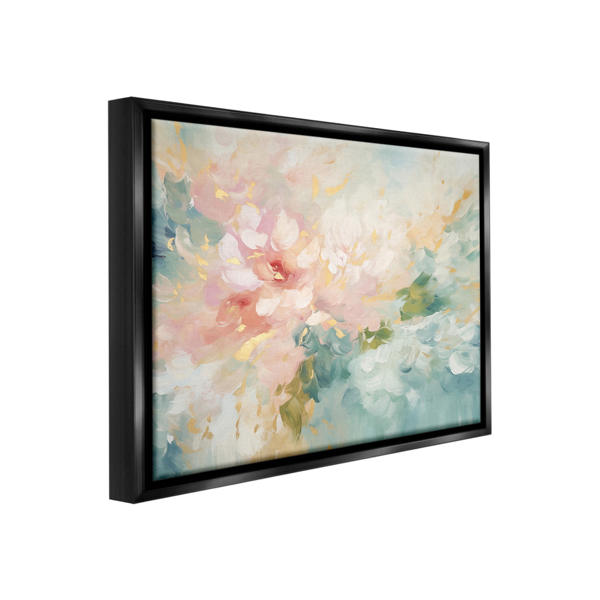 Stupell Industries Soft Flower Abstraction Botanical & Floral Painting Black Floater Framed Canvas Art Print Wall Art, 31 x 25