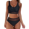 thumbnail image 1 of CAICJ98 Maillot de Bain Femmes Imprimé Cravate Triangle Maillots de Bain 2 Pièces Noir, S, 1 of 5