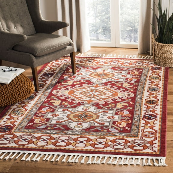 Safavieh Farmhouse Domhnall Southwestern Area Rug, Ivory/Red, 5'1" x 7'3"
