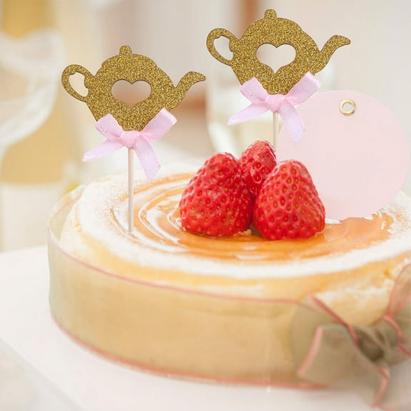 Raindrops Teapot Shaped Paper Cake Toppers for Cupcake Decoration with Premium Material 20pcs