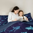 thumbnail image 6 of Manfei Cartoon Navy Shark Bedding Comforter Set, Kawaii Ocean Sealife Twin Comforter Sets, Teens Boys Girls Kids Reversible Bedding Set, Ultra Soft Home Decor, 2pcs, 6 of 9