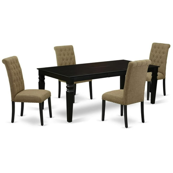 East West Furniture Dining Room Set Black, LGBR5-BLK-17
