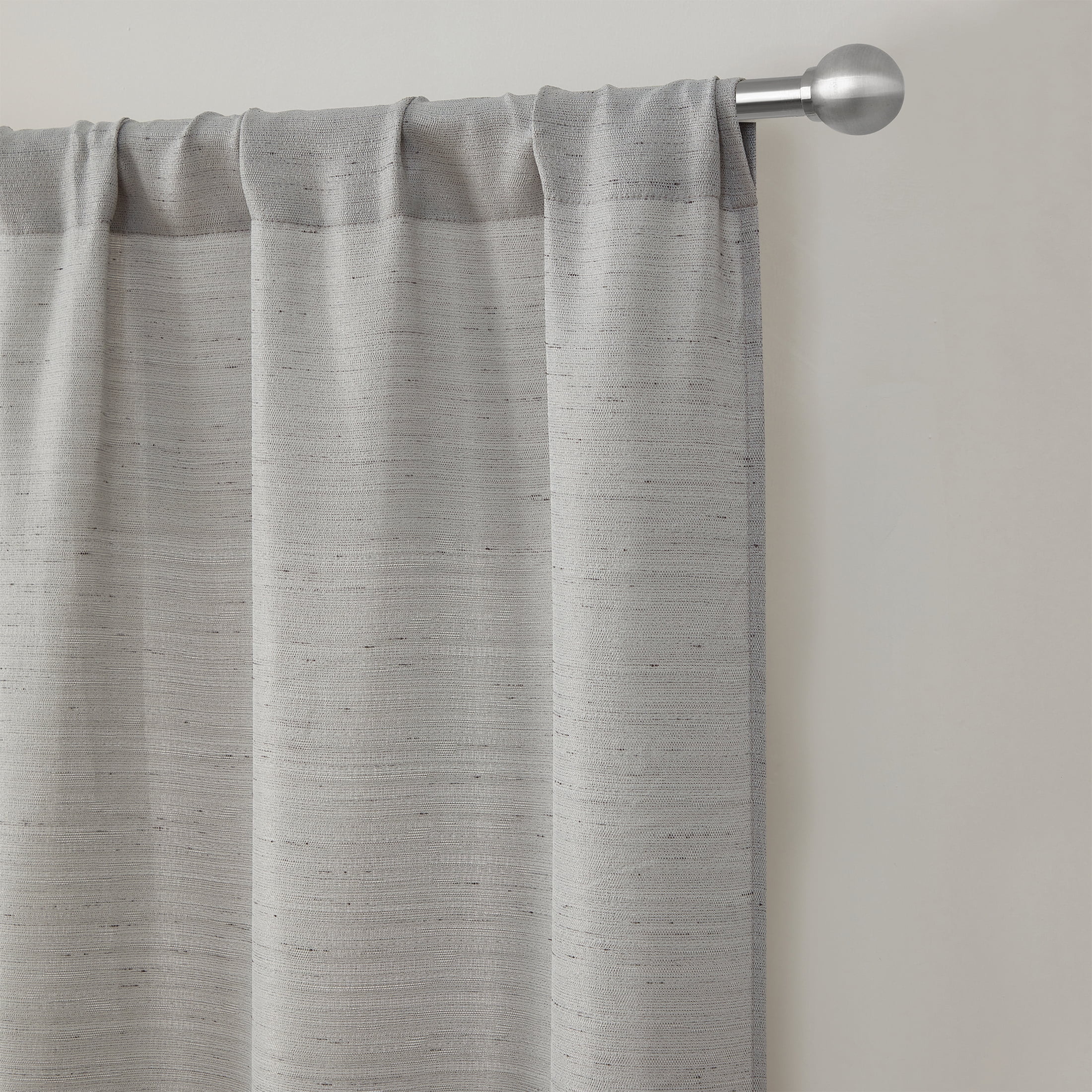 Mainstays Textured Solid Light Filtering Curtain Panels, Set of 4, Silver, 28"W x 84"L