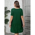 thumbnail image 6 of SHOWMALL Women's Plus Dresses Short Sleeves Casual T-Shirt Dresses with Pockets 1X Dark Green, 6 of 7
