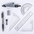 thumbnail image 4 of 8 pcs Math Tool Set Geometry School Compass Ruler Triangle Protractor Eraser, 4 of 7