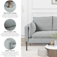 thumbnail image 4 of 56" Loveseat Sofa, Modern Upholstered Accent Sofa with 2 Pillows and Metal Legs Comfy 2-Seater Sofa with Seat Cushions & Square Arm Love Seats Couch for Living Room Apartment, Gray, 4 of 7