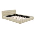 thumbnail image 3 of MODERNLUXE Queen Size Upholstered Platform Bed Frame with Thick Headboard, Linen Fabric Grounded Bed with Solid Wood Frame for Bedroom,No Box Spring Needed,Beige, 3 of 8