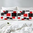 thumbnail image 4 of Erosebridal Red Black Checkered Bed Sheets Twin , Modern Abstract Grid Bedding Sets Twin Size 3-Piece, 4 of 7