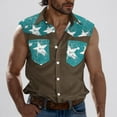 thumbnail image 4 of Camisas de Cuello para Hombres, Moda Casual Día de la Independencia Imprimir Turndown Bolsillos sin Mangas Tanque Deportivo, 4 of 5