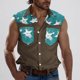 thumbnail image 2 of Camisas de Cuello para Hombres, Moda Casual Día de la Independencia Imprimir Turndown Bolsillos sin Mangas Tanque Deportivo, 2 of 5