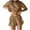 Brown, variant on Fsshion 2 Piece of Outfits for Womens Plus Size Round Neck T-shirt Top Shorts Solid Color Two Piece Set Shirt Suit