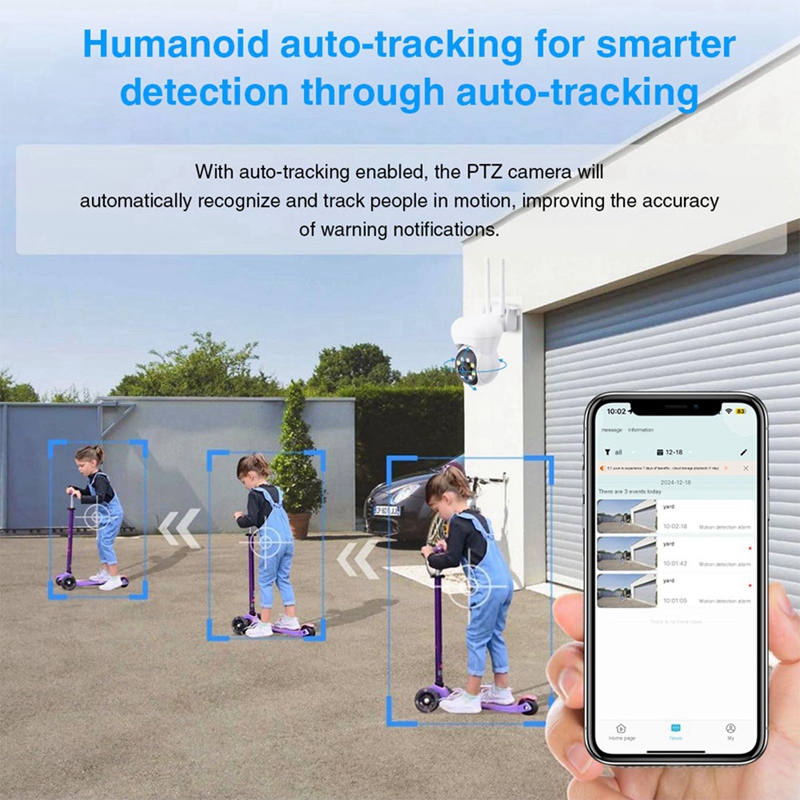 2MP Wireless PTZ IP Camera Full Color AI Humanoid Detection Auto Tracking Baby Monitor Home Security Camera