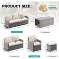 thumbnail image 3 of Ainfox 7-Piece Outdoor Wicker Patio Furniture Set, Sectional Conversation Set with 3-Seat Sofa, Loveseat, Coffee Table, Chairs & Ottomans, Gray, Space-Saving Design for Backyard, Porch, Poolside, 3 of 8
