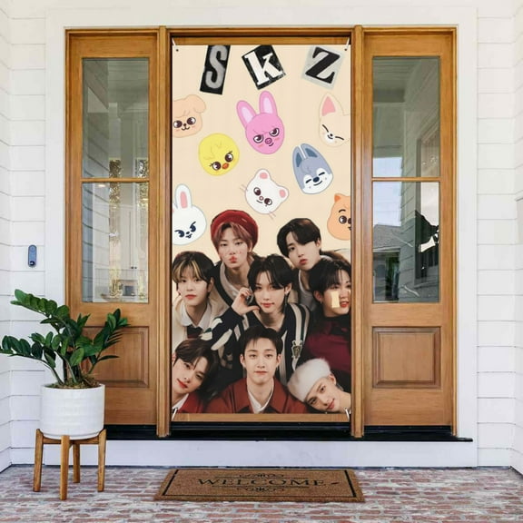 Stray Kids Door Cover Banner Decor Wall Hanging Background For Party Door Indoor Porch (35.4 X 72.8 Inches)