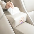 thumbnail image 1 of Porta pañuelos universal para coche, estuche para bolsa de pañuelos de cuero sintético con dibujos animados, dispensador automático de servilletas para reposabrazos de vehículo, Beige, 1 of 8