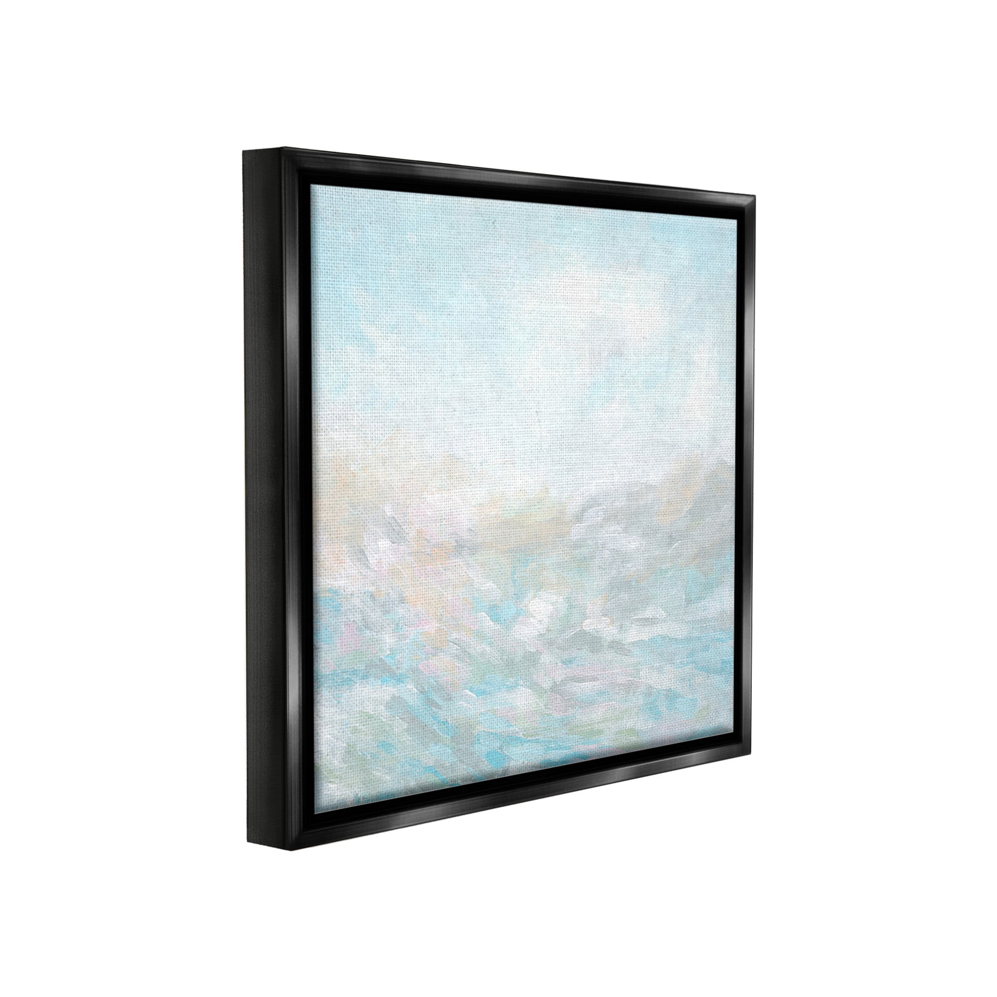 Stupell Industries Blue Abstract Waves Abstract Painting Black Floater Framed Canvas Art Print Wall Art, 25 x 25