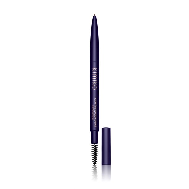 Lápiz de cejas fino KIMIKO Automatique - Café (la fórmula de larga duración del lápiz giratorio viene con un cepillo cubierto para cejas de aspecto natural)