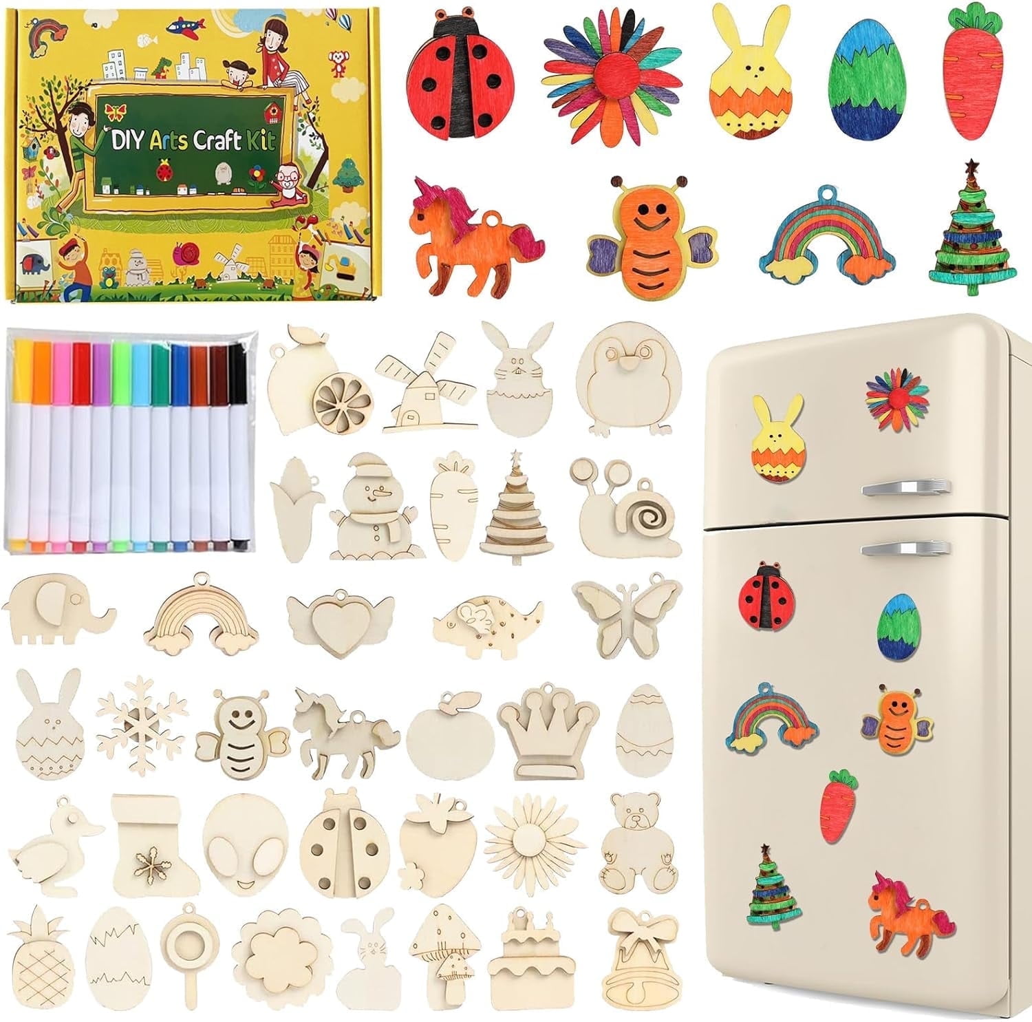 Beautysureup 36-Piece Wooden Magnet Painting Kit