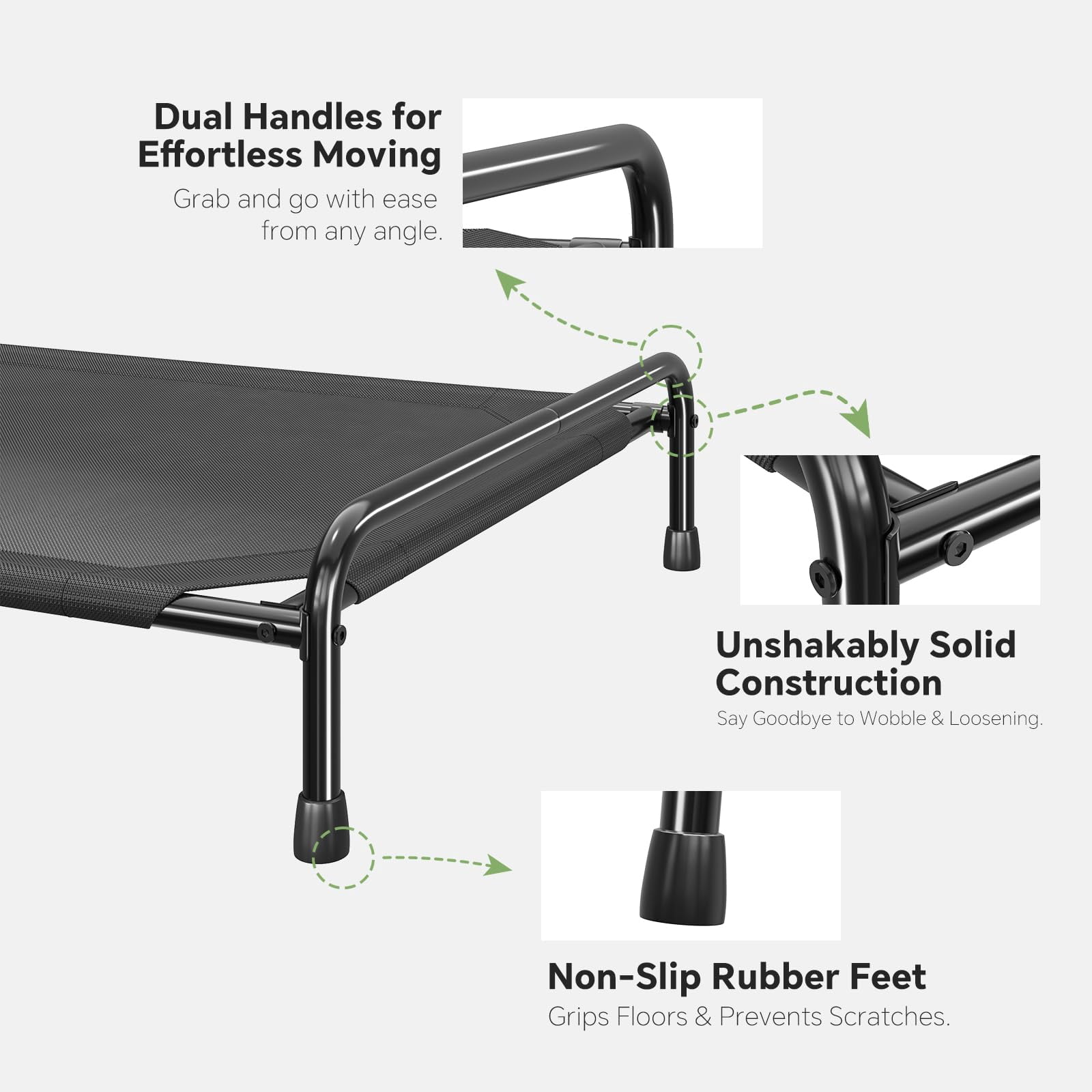 Breathable Elevated Dog Bed With Metal Frame For Large Dogs  Black