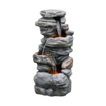 Teamson Home 39.37" LED Faux Stone Water Fountain, Gray