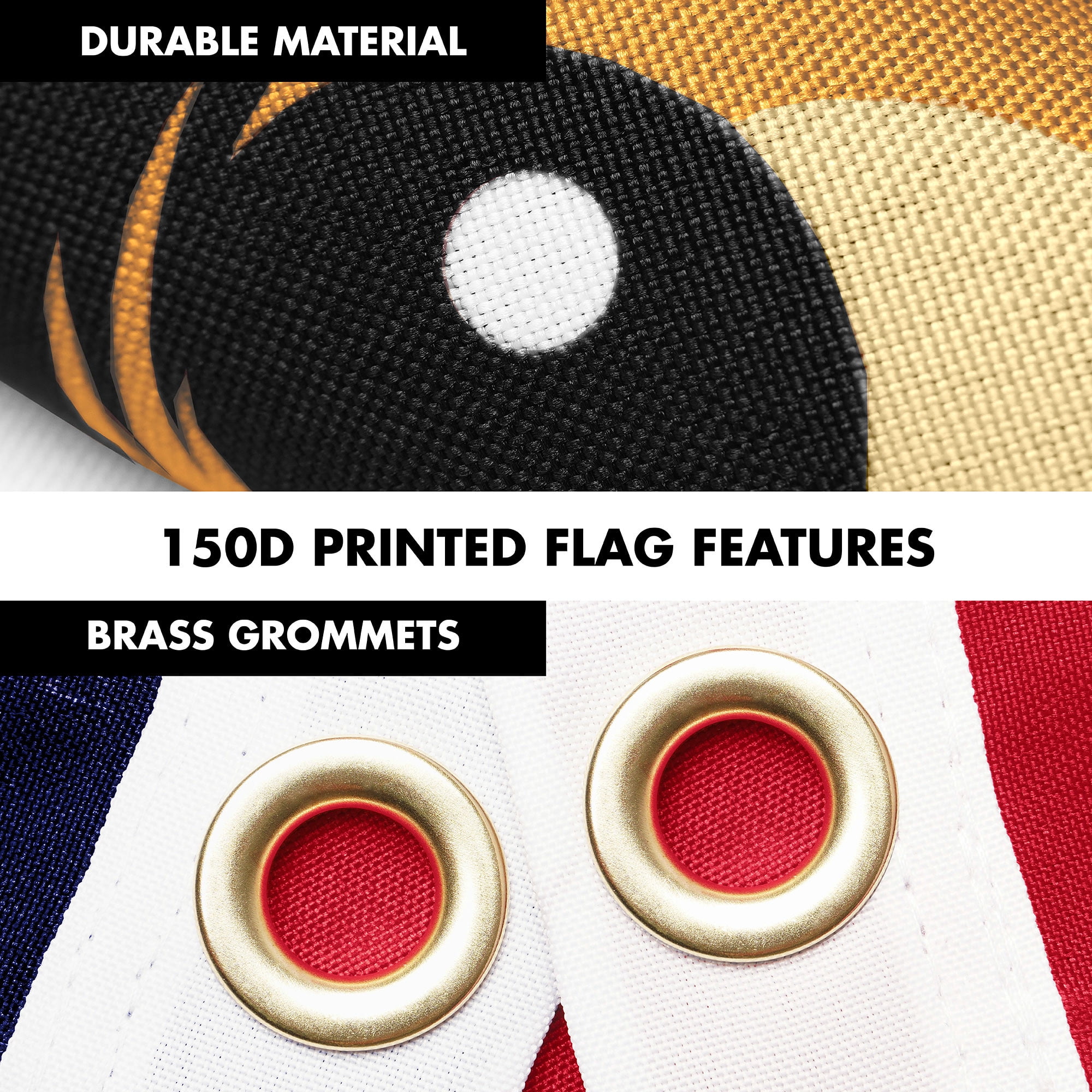 G128 Combo Pack: 6 Ft Tangle Free Aluminum Spinning Flagpole (Black) & American USA Proud & Free Eagle Flag Flag 3x5 Ft, LiteWeave Pro Series Printed 300D Polyester | Pole with Flag Included
