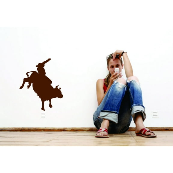 Wall Decal Bull Rider Cowboy Cowgirl Chaps Rodeo Horse Bull Ster Roper Holiday Gift Decorating Ideas Sticker - Size: 16 Inches X 16 Inches