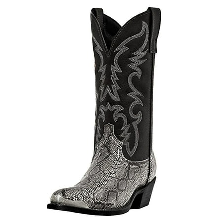

XINKAIRUN Men S Boots Men s and Women s Same Style Pointed toe Low-heel Stitching Square Heel Embroidered Mid-pipe Boots Silver