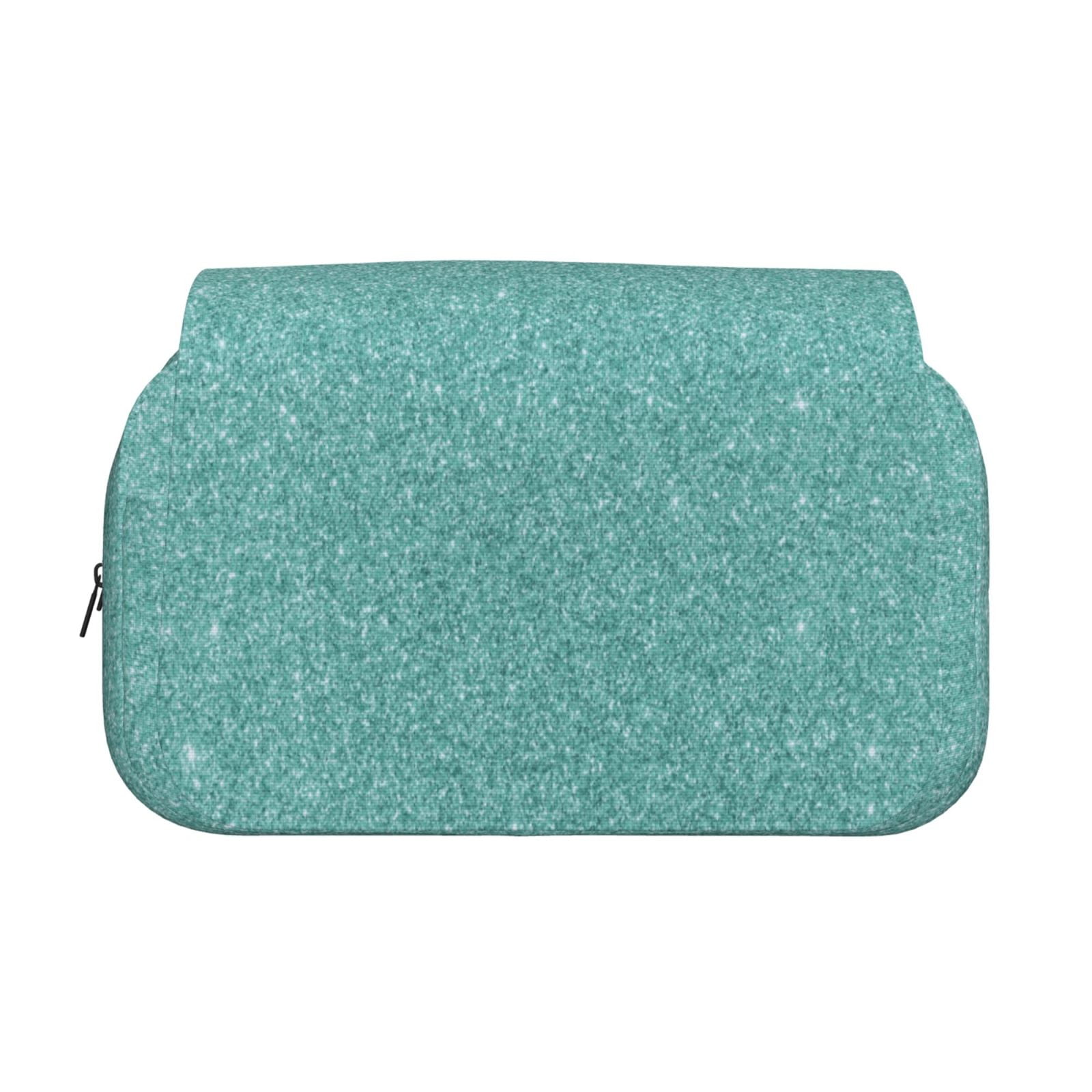 Rateoe Teal Green Glitter Pattern Double Clamshell Pen Case, Storage Organizer with Two Zipper Compartments– Holds Up to 50 Pencils & Pens