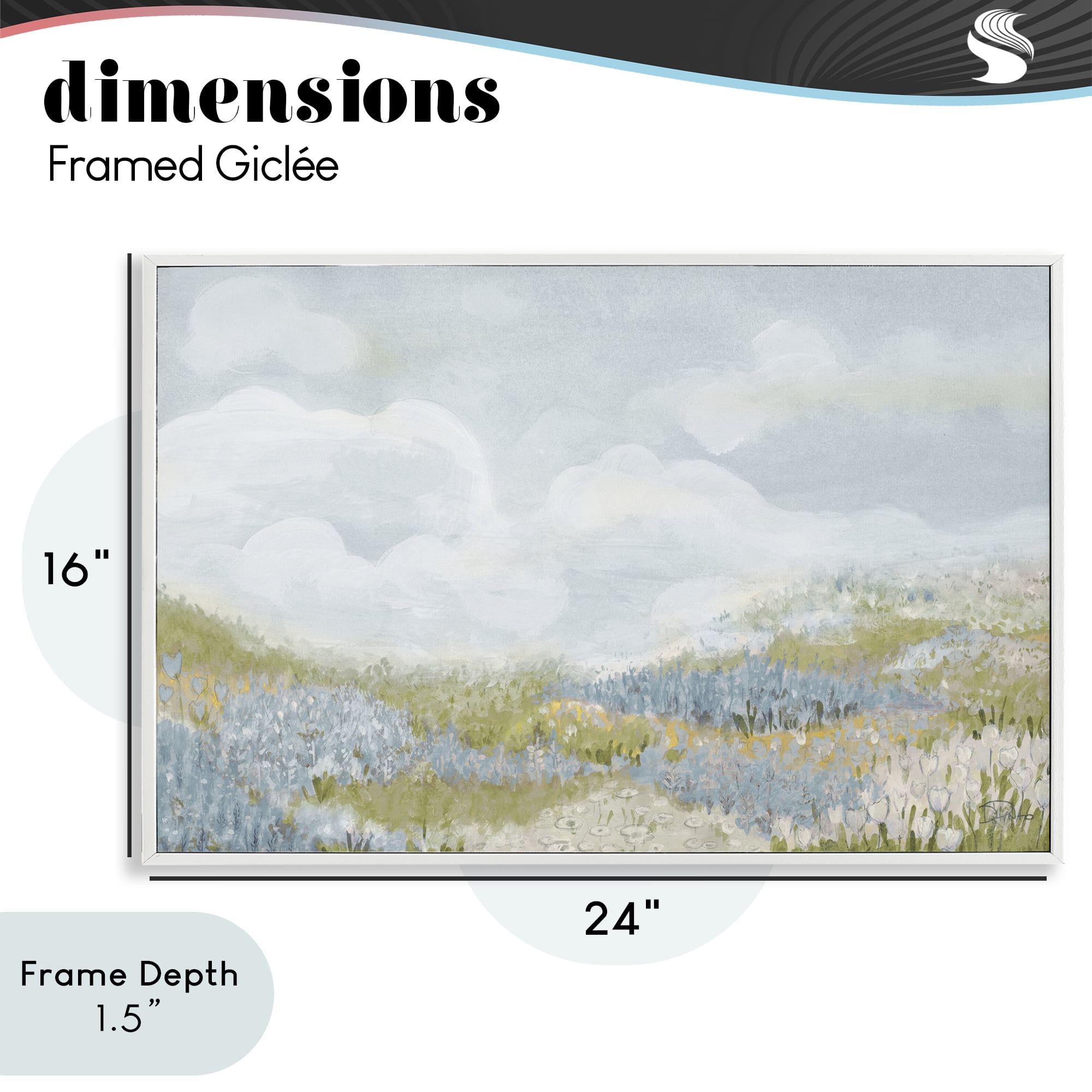 Stupell Industries Blue Floral Meadow White Framed Giclee Art, design by Patricia Pinto