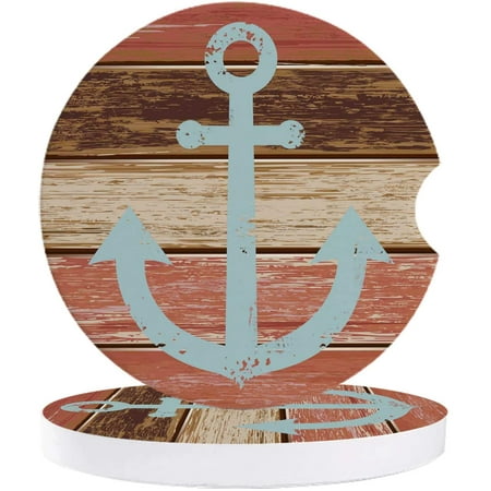 

KXMDXA Anchor on Wood Plank Red Style Set of 6 Car Coaster for Drinks Absorbent Ceramic Stone Coasters Cup Mat with Cork Base for Home Kitchen Room Coffee Table Bar Decor