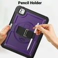 thumbnail image 5 of Allytechgroup iPad Pro 11 inch 2024 Case M4, Rotating Kickstand Shockproof Hand Strap + Shoulder Strap Drop Protection Rugged Case for Apple iPad Pro 11 Inch 2024, Purple, 5 of 12