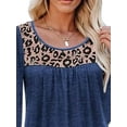 thumbnail image 3 of FASHIONWT Women Long Sleeve Round Neck Leopard Printed Flowvy Bottoming Shirt, 3 of 4