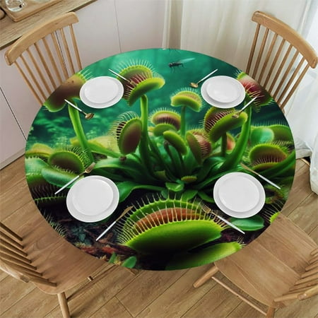 

SHERONV Carnivorous Plants Round Table Cover Stain Resistant Washable Indoor Outdoor Tablecloth Kitchen Dining Wedding Parties Picnic Camping 100% Polyester Fiber 54-58
