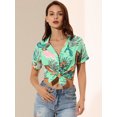 thumbnail image 2 of INSPIRE CHIC Chemise à Manches Courtes Imprimée de Feuilles Florales Hawaïennes pour Femme, 2 of 6