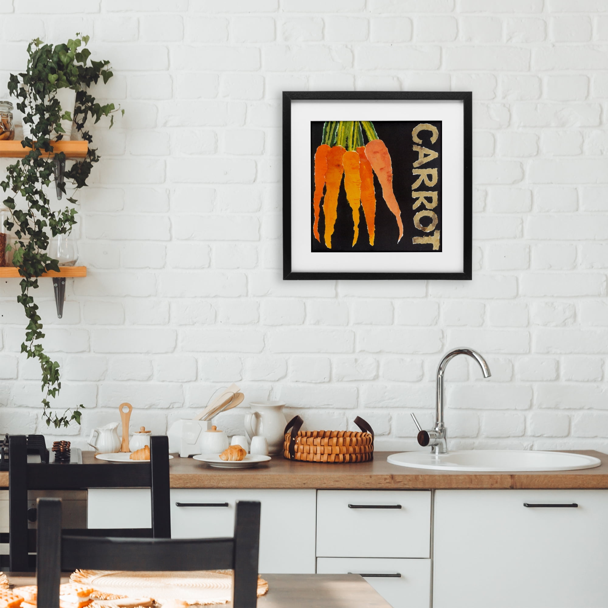 Stupell Industries Carrot Root Vegetable Black Framed Print Under Glass, design by Nancy Overton