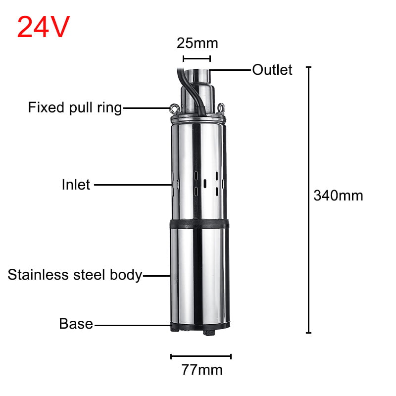 24V/48V Max.Lift 60M 16L/min Strong Solar Steel Deep Well Water Pump Submersible 