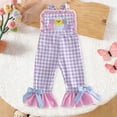 thumbnail image 2 of Kogui Toddler Girls Jumpsuits Girls Casual Sleeveless Jumpsuits Kids Wide Leg Bib Overalls Adjustable Strap Loose Romper Long Pants with Pockets 3T 4T (Purple,3-4 Years), 2 of 7