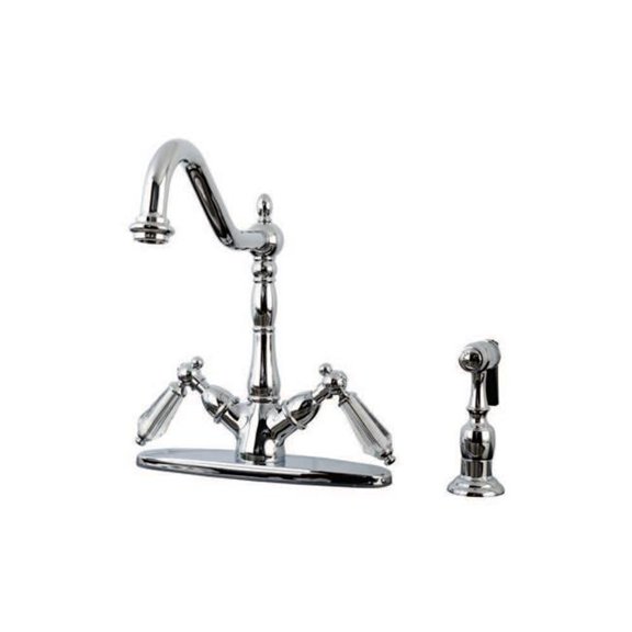 Kingston Brass KS1231WLLBS Mono Deck Mount Kitchen Faucet with Brass Sprayer, Polished Chrome