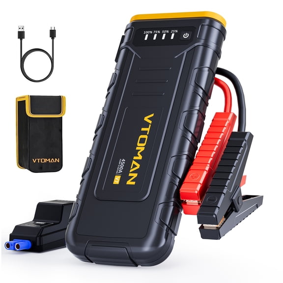 VTOMAN V7 Jump Starter-4500A Car Battery Jumper Starter for 12V Vehicles (up to 10L Gas & 8L Diesel),Jump Box,Lithium Booster pack,Portable Charger with Jumper Cables,LED Light