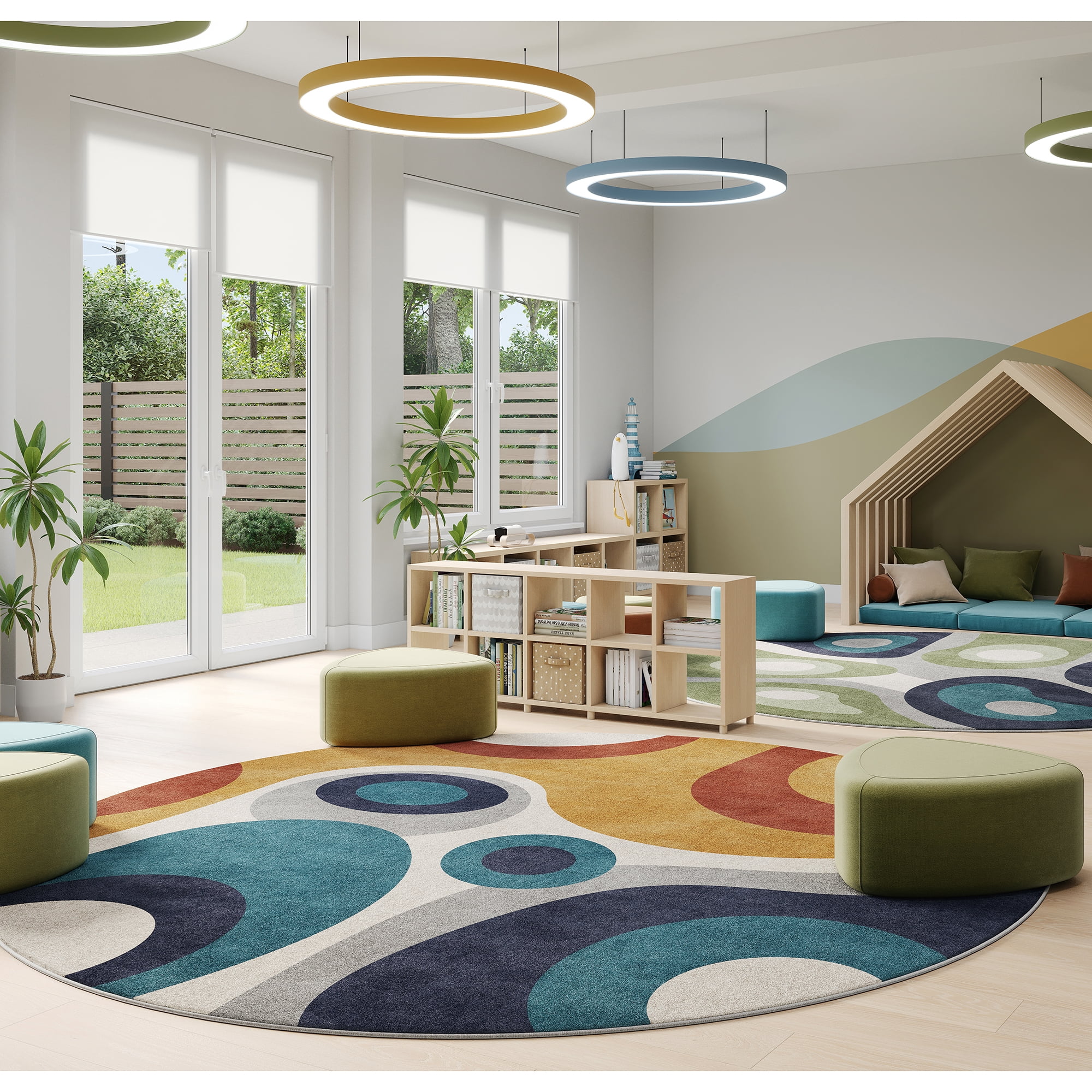 Warm Embrace 7'7" Round Area Rug in Color Multi