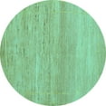 thumbnail image 1 of Ahgly Company Machine Washable Indoor Round Abstract Turquoise Blue Modern Area Rugs, 3' Round, 1 of 4