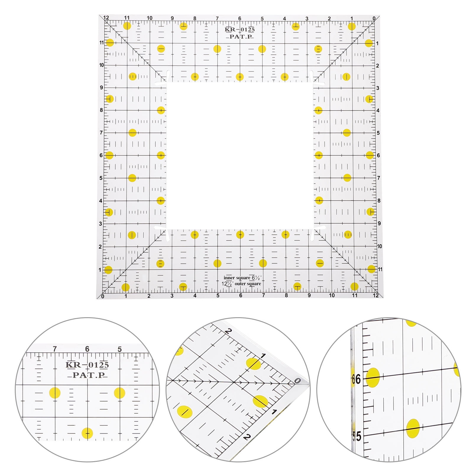Raindrops Patchwork Slotted Ruler for Fabric Cutting, Measuring, Sewing, Quilting, and Quilt Making Tools