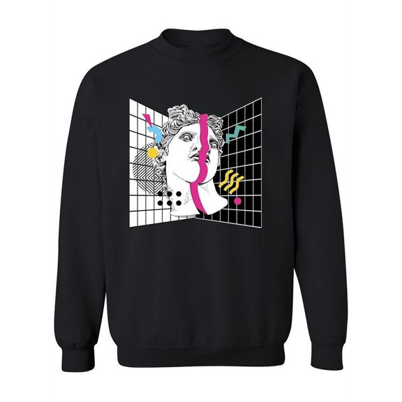 Retro Style Apollo Face Statue Sweatshirt Women -Image by Shutterstock, Female Large