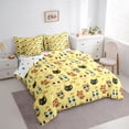 thumbnail image 3 of Homewish Kawaii Cat Kitten 7 Pieces Bedding Comforter Set,Cartoon Pet Animal Full Bedding Set,Yellow Fish Fitted Sheet Flat Sheet For Boys Girls,Lightweight Room Decor Reversible, 3 of 8
