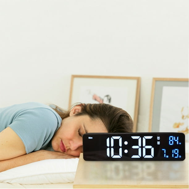 Digital Clock Digital Clock Large Display LED Digital Alarm Clock For Living Room Rechargeable Snooze Date Temp Display Digital Wall Clock For Bedroom