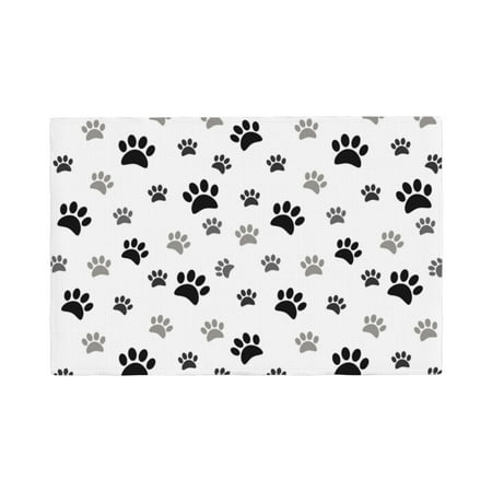 

Table Placemats Set of 4 - Cute paw prints black grey 12x18 In Faux Linen Double Heat Resistant Place Mats Cloth Indoor/Outdoor Placemats Washable Table Mats for Dining Kitchen Party