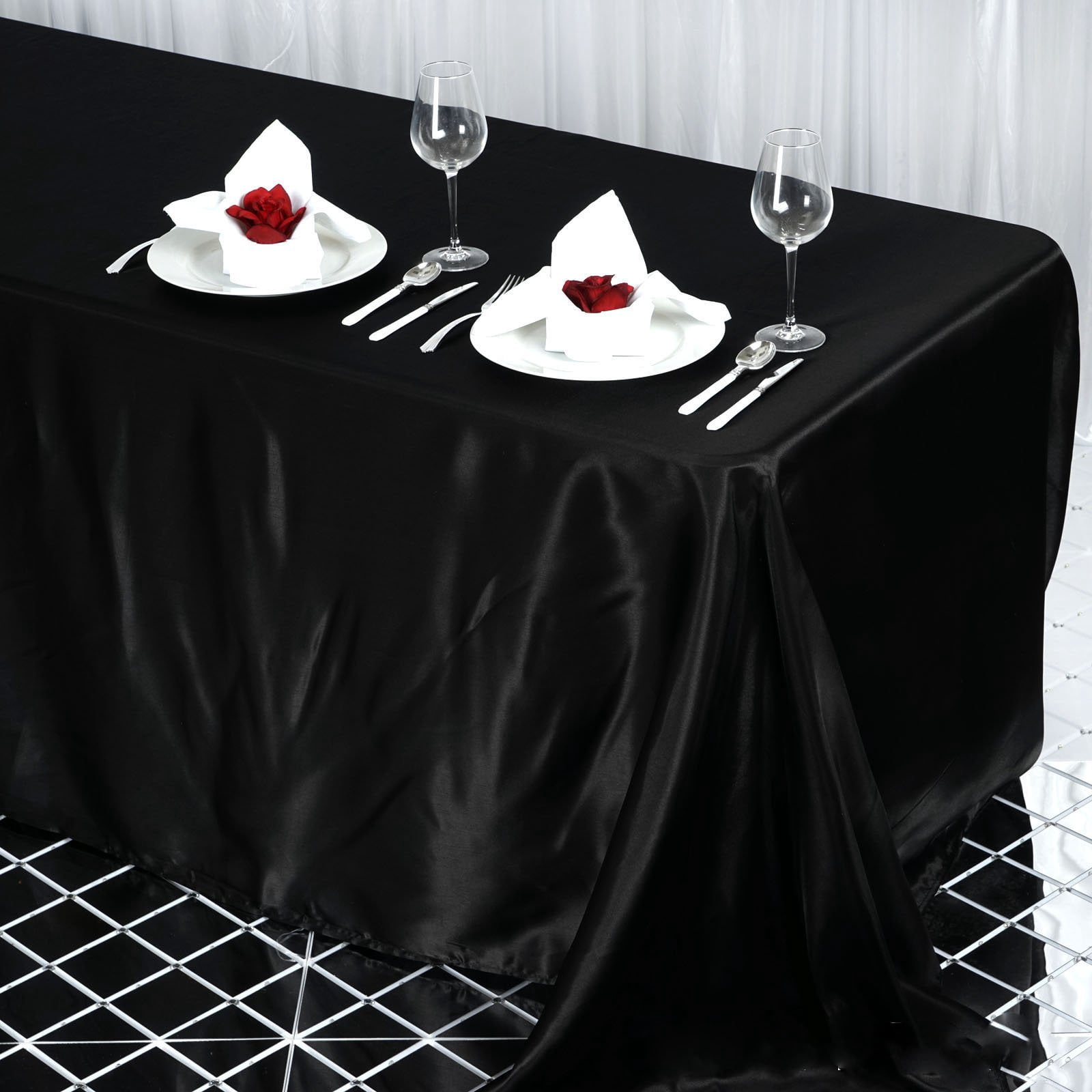 Efavormart 90x132" Rectangle BLACK Wholesale SATIN Tablecloth Banquet