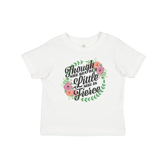 Inktastic Though She Be but Little She is Fierce with Flower Circle Illustration Girls Baby T-Shirt